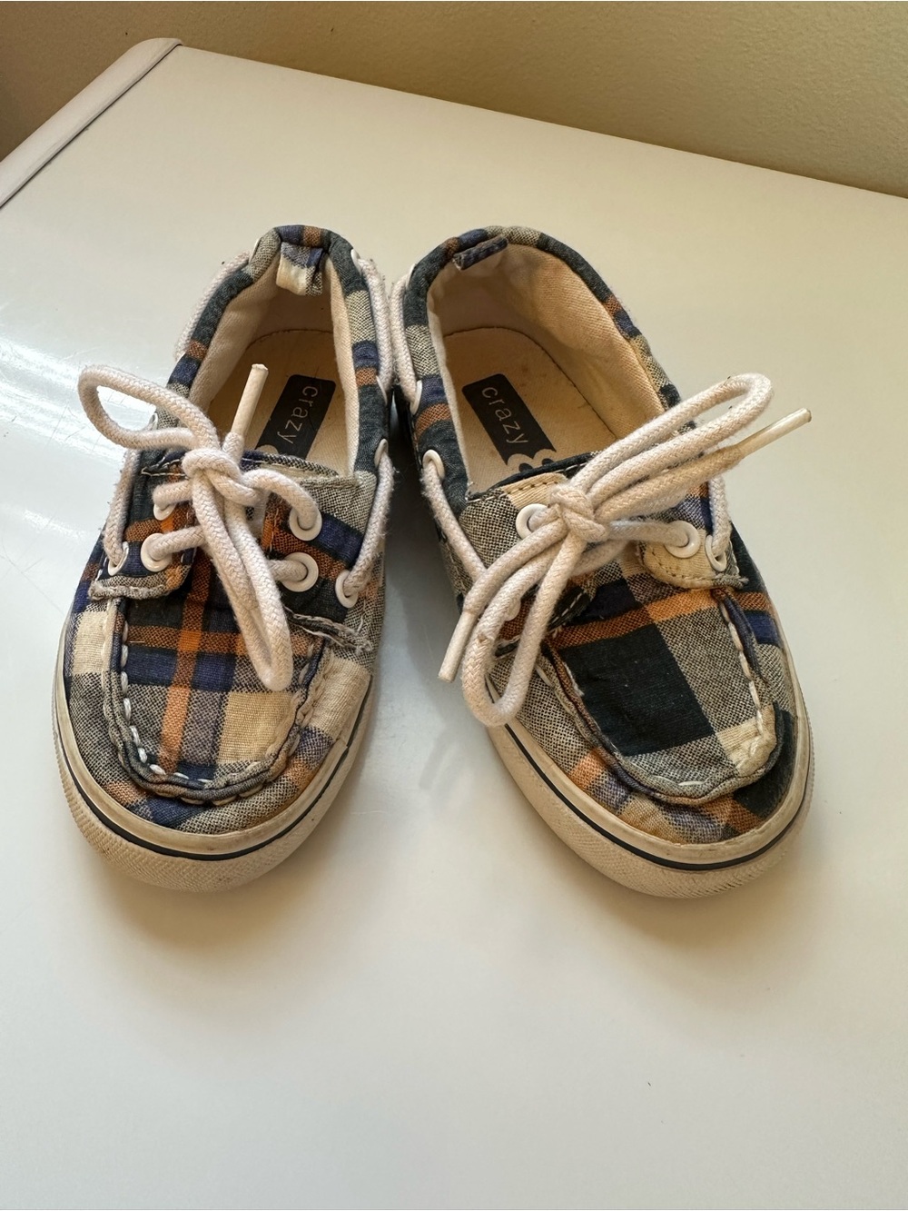 Crazy 8 Toddler Boys Plaid Boat Shoes Size 7
